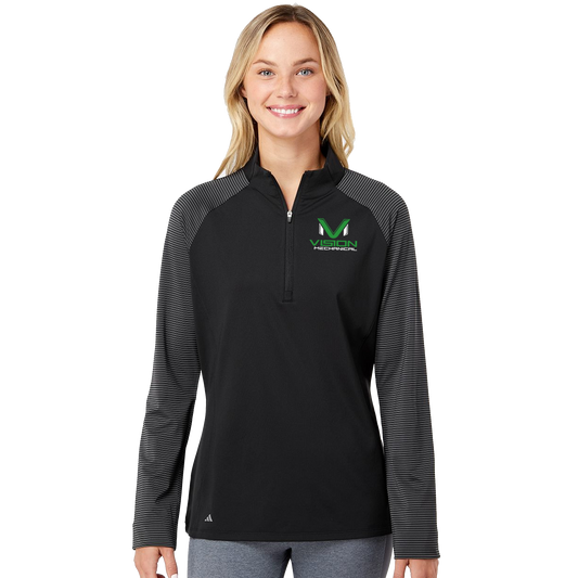 Adidas - Ladies Shoulder Stripe Quarter-Zip Pullover