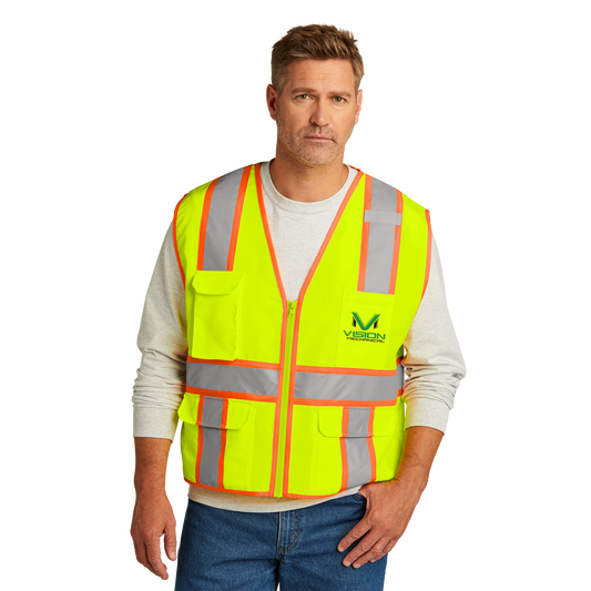 CornerStone® ANSI 107 Class 2 Surveyor Zippered Two-Tone Vest